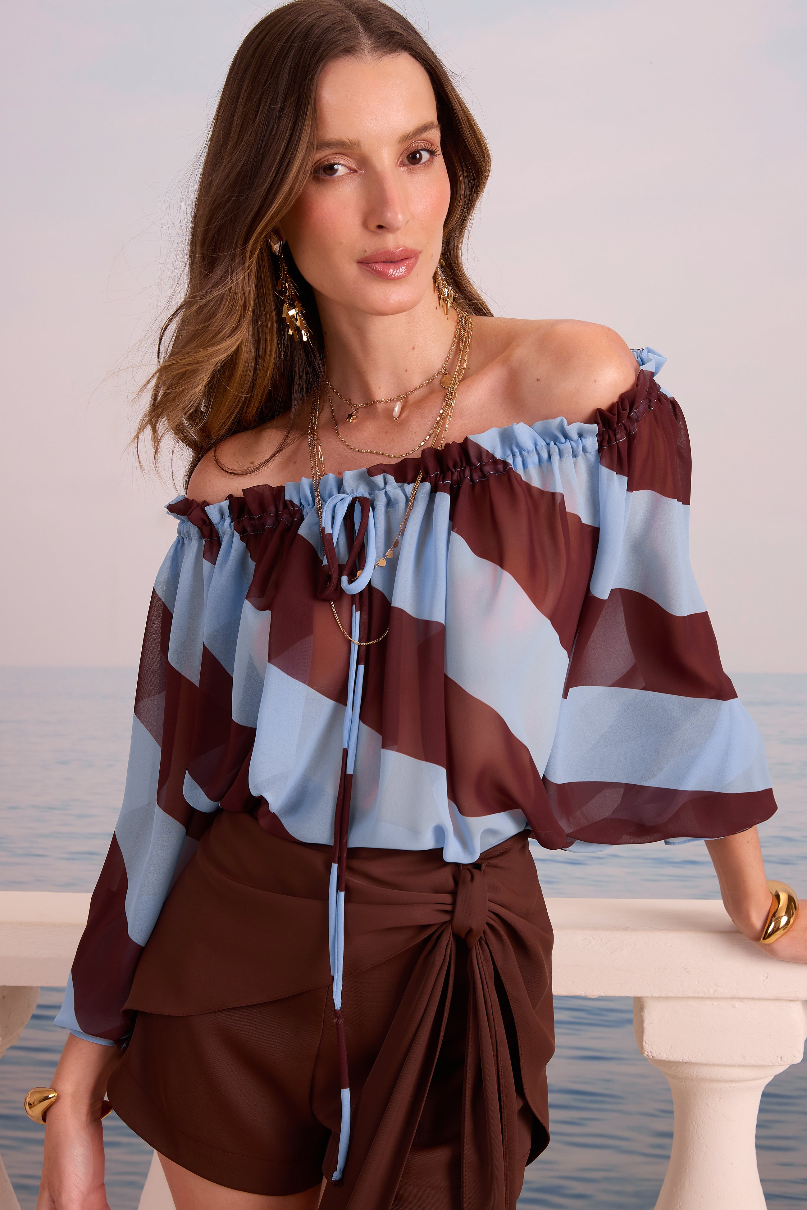 SK Stripped Blue Blouse