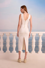 SK White Crochet Midi Dress