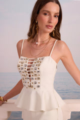 SK White Blouse With Spheres