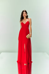 TD Red Draped Maxi Dress