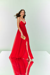 TD Red Draped Maxi Dress