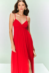 TD Red Draped Maxi Dress