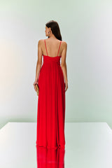 TD Red Draped Maxi Dress