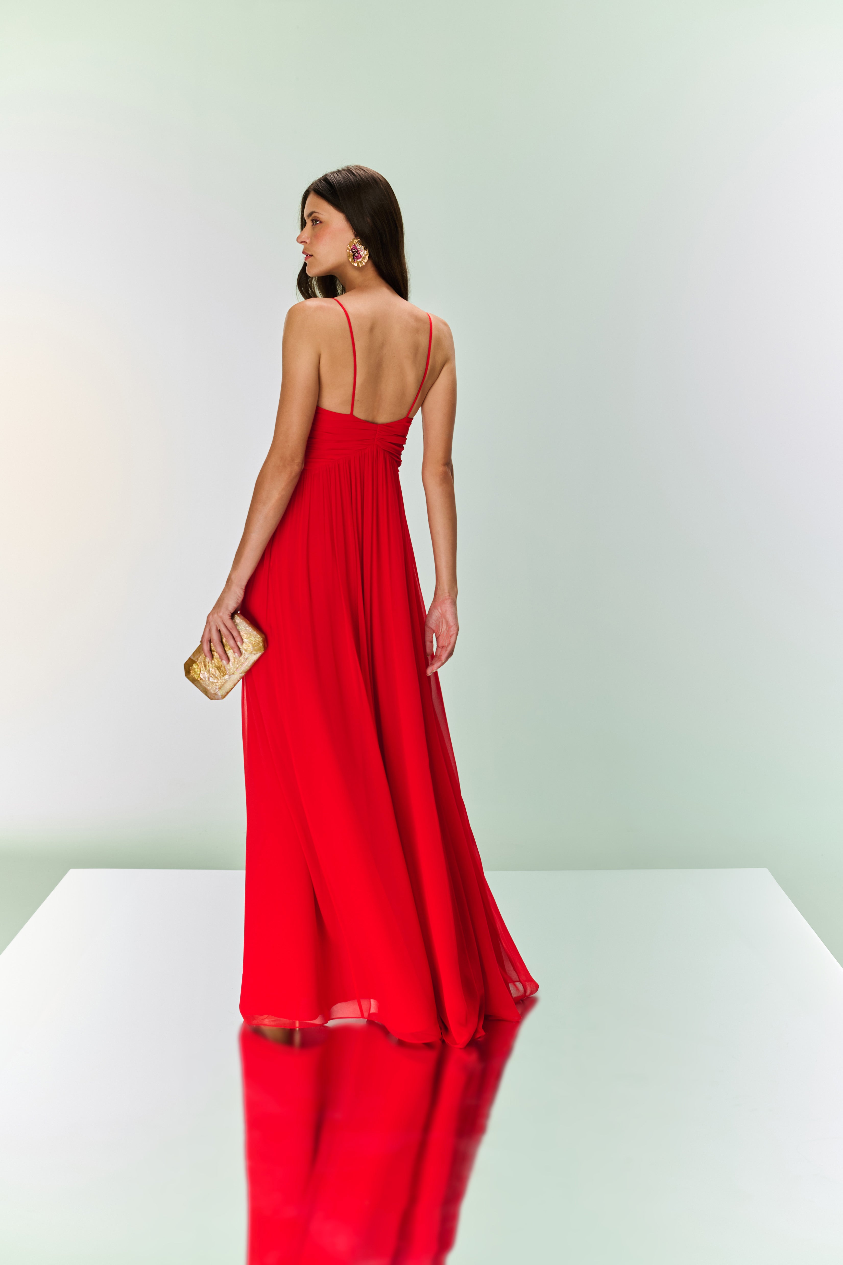 TD Red Draped Maxi Dress