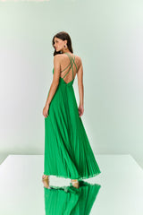 TD Green Pleated Chiffon Dress