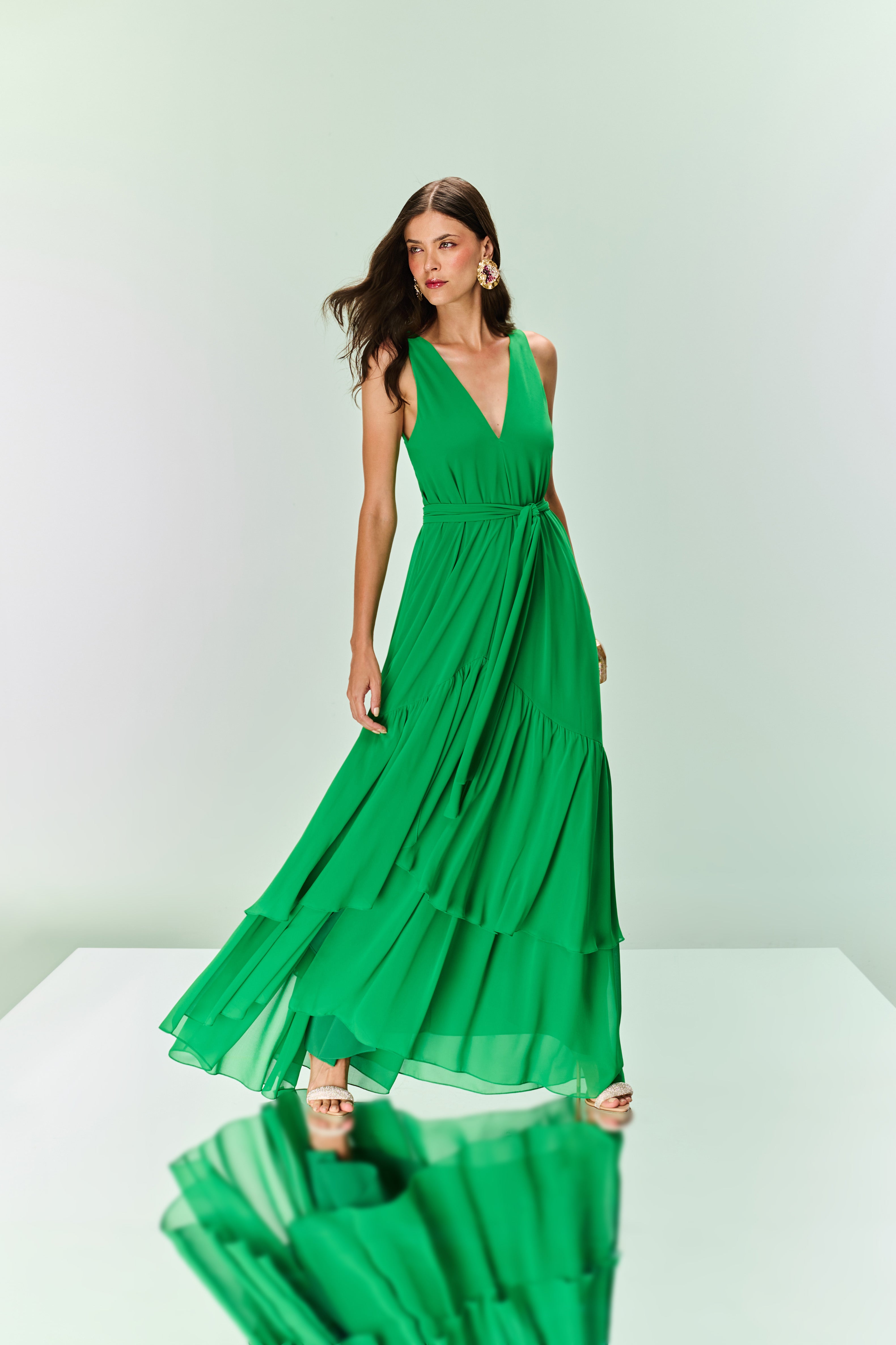 TD Green Chiffon Dress