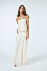 TD Off-white Long Skirt Set