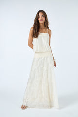 TD Off-white Long Skirt Set