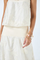 TD Off-white Long Skirt Set