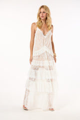 TD White Lace Long Dress