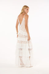TD White Lace Long Dress