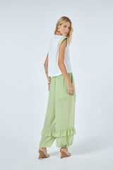 TD White Blouse With Green Sleeves