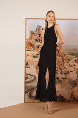 Vestido midi de crochê preto TD 