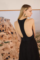 Vestido midi de crochê preto TD 
