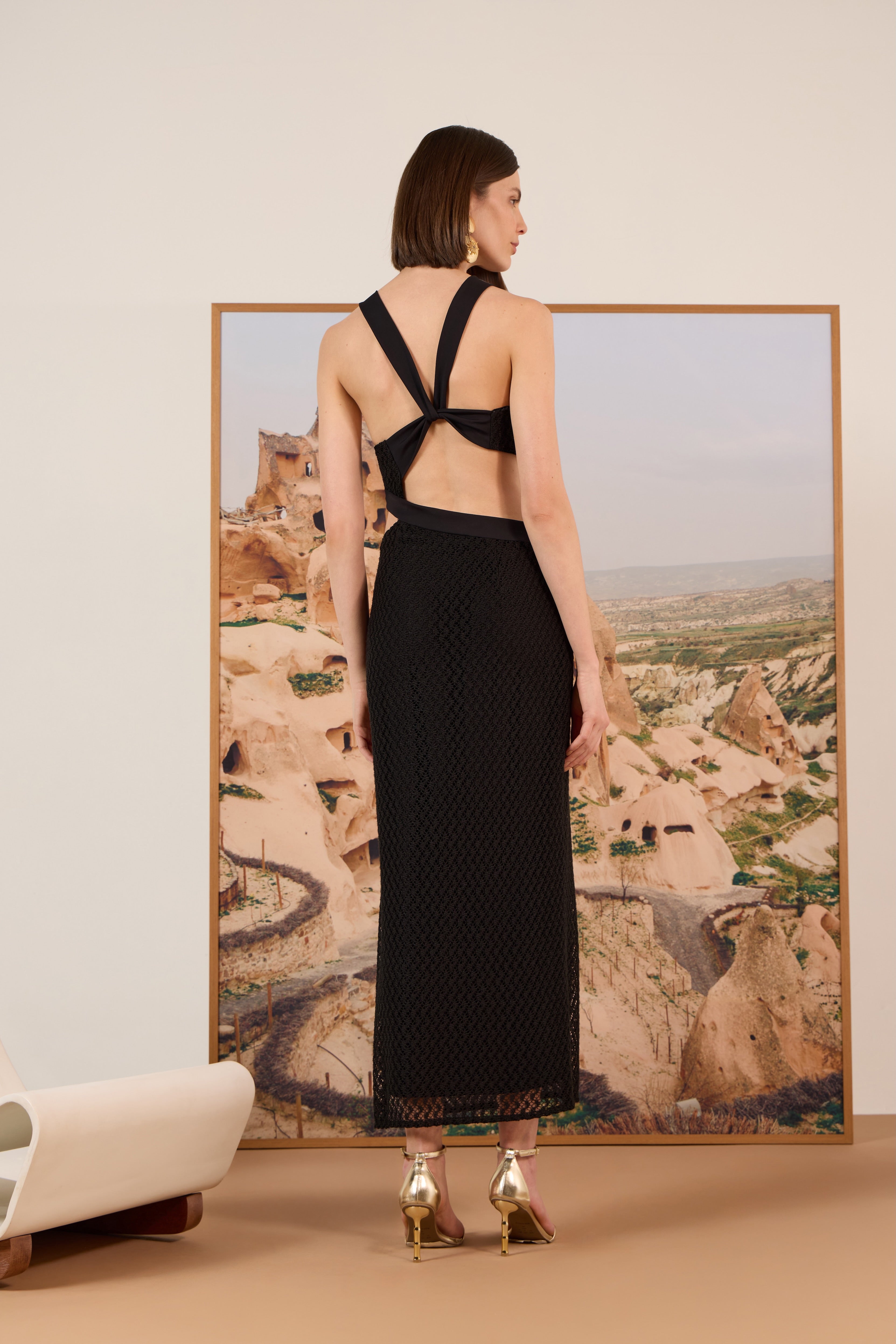 Vestido Midi Preto de Crochê TD II