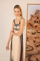 Vestido longo listrado TD