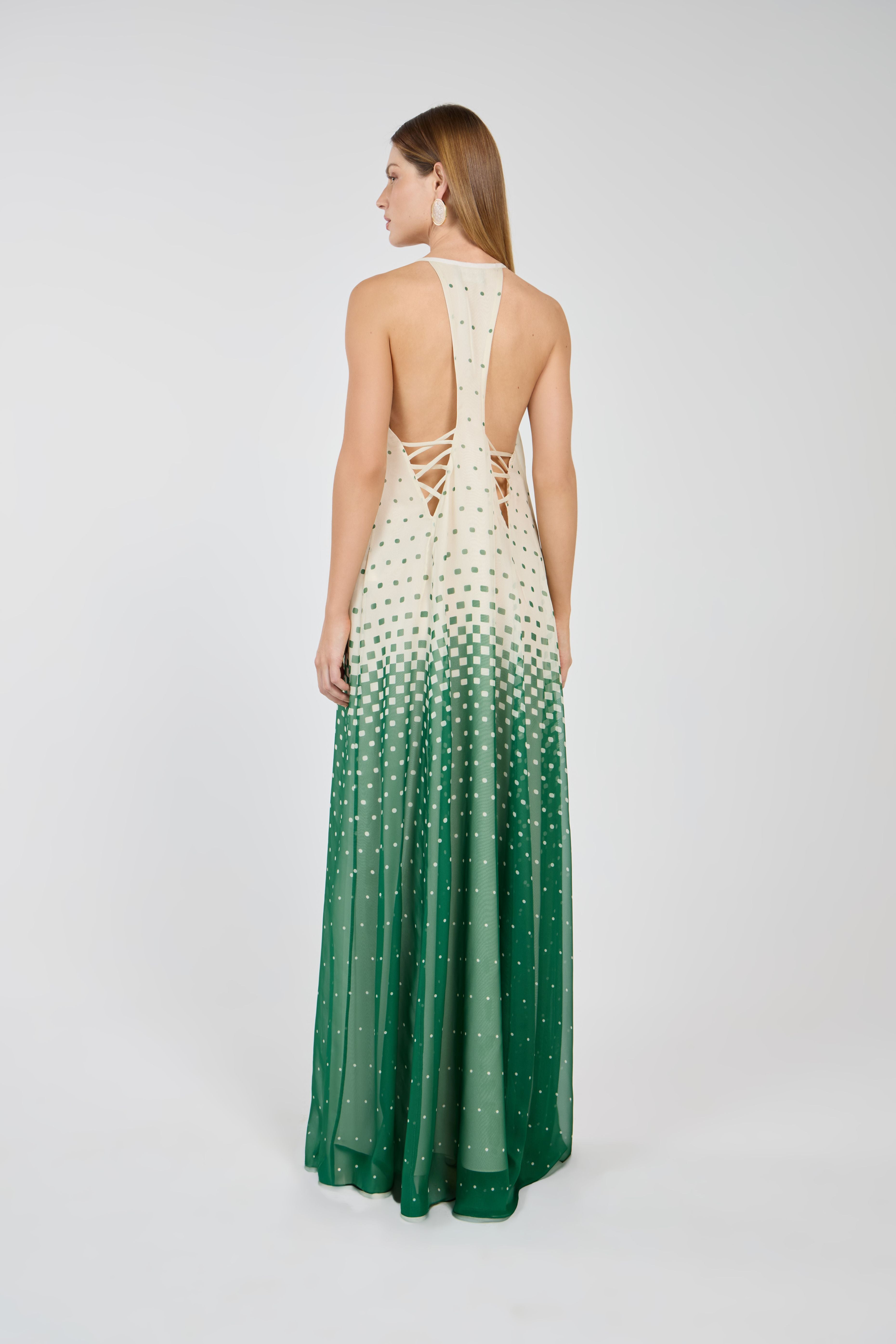 TD Green Polka Dot Long Dress