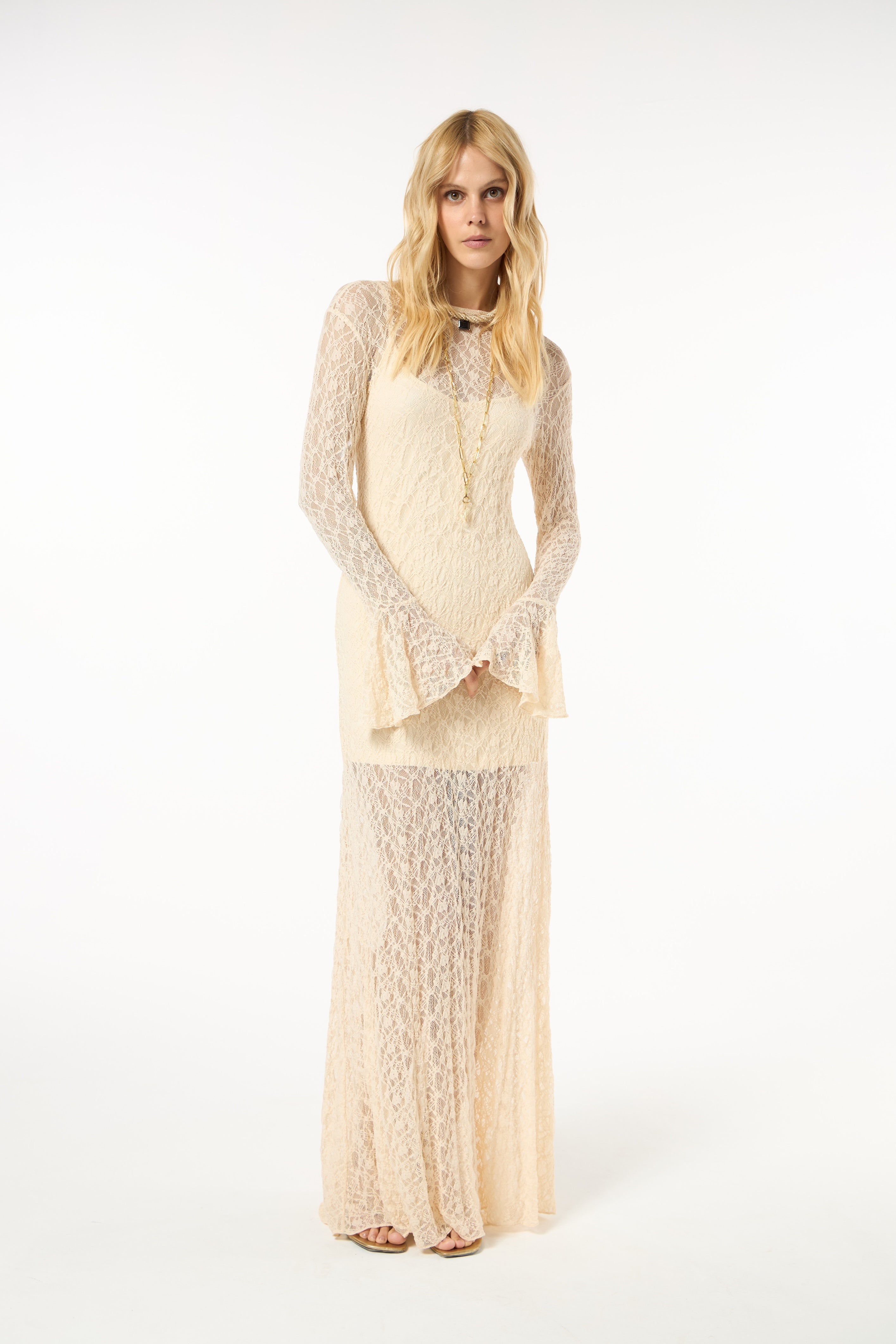 TD Cream Long Dress