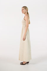 TD Off- White Embroidered Midi Dress