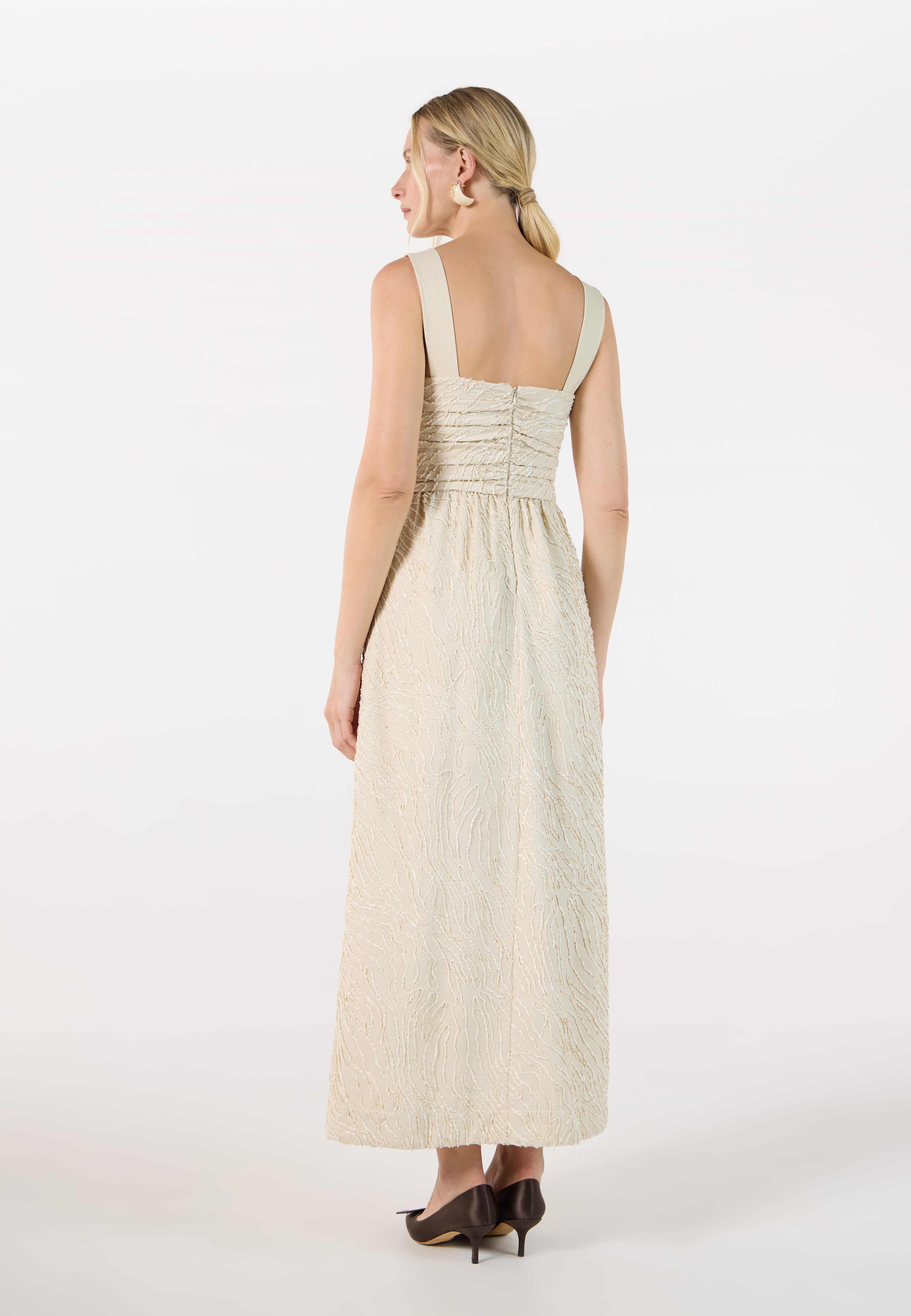 TD Off- White Embroidered Midi Dress