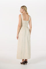 TD Off- White Embroidered Midi Dress