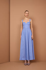 Vestido midi de linho azul TD