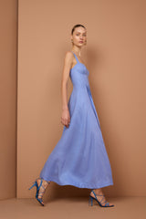 Vestido midi de linho azul TD