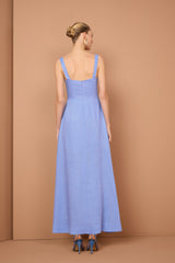 Vestido midi de linho azul TD