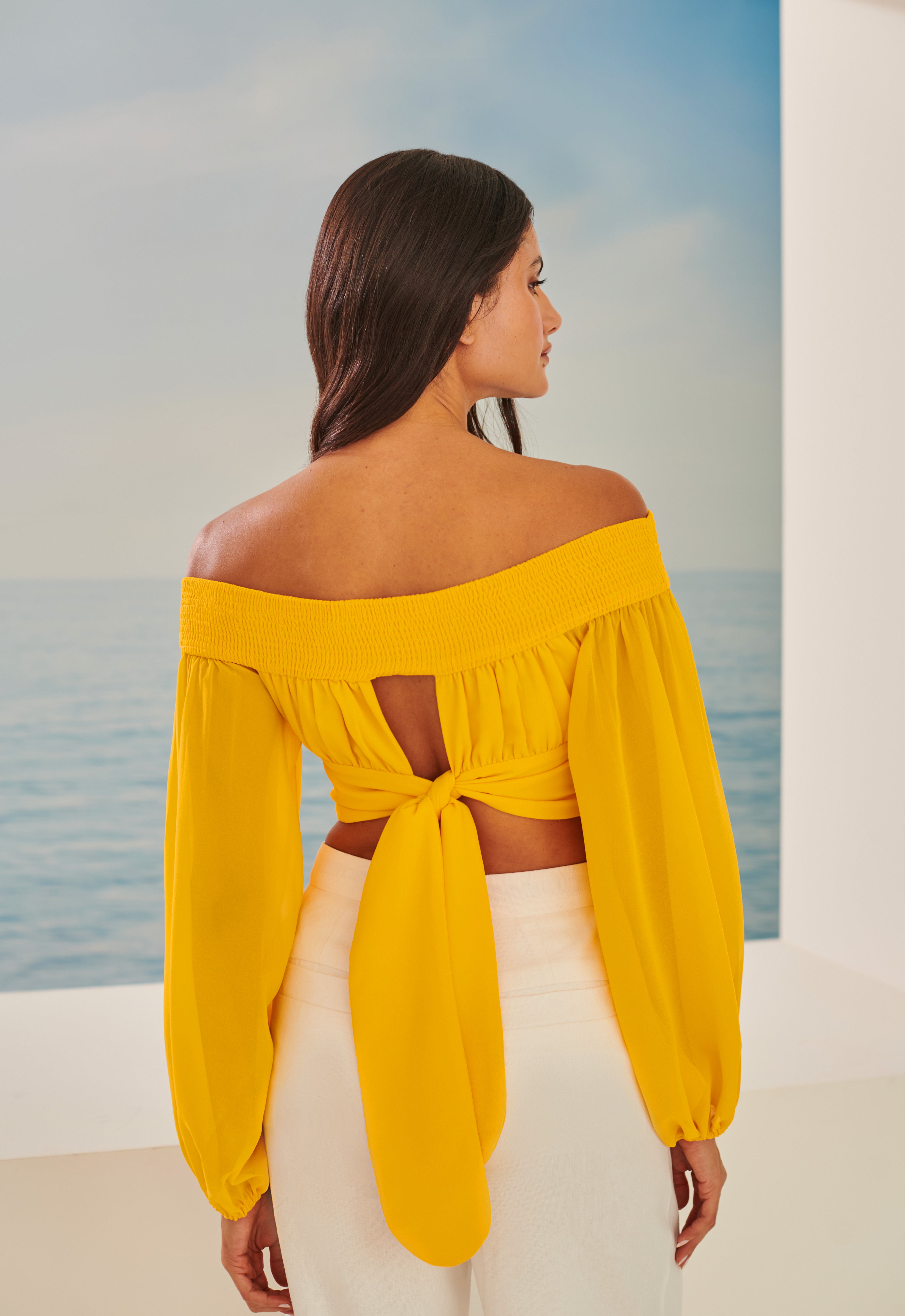 TD Yellow Off-the-Shoulder Blouse