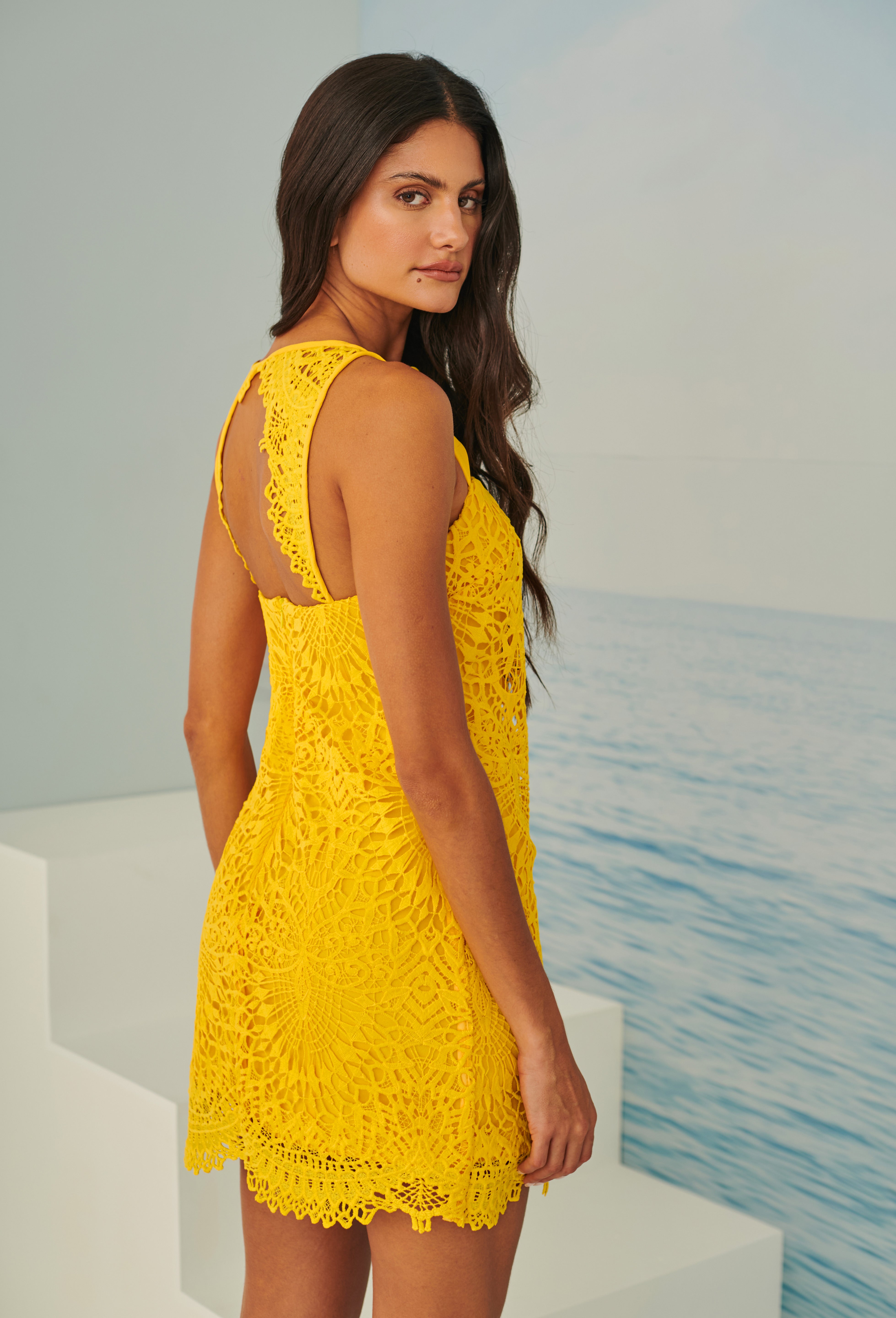 TD Yellow Short Lace Dress