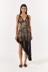 SK Blak Lace Asymnetric Dress