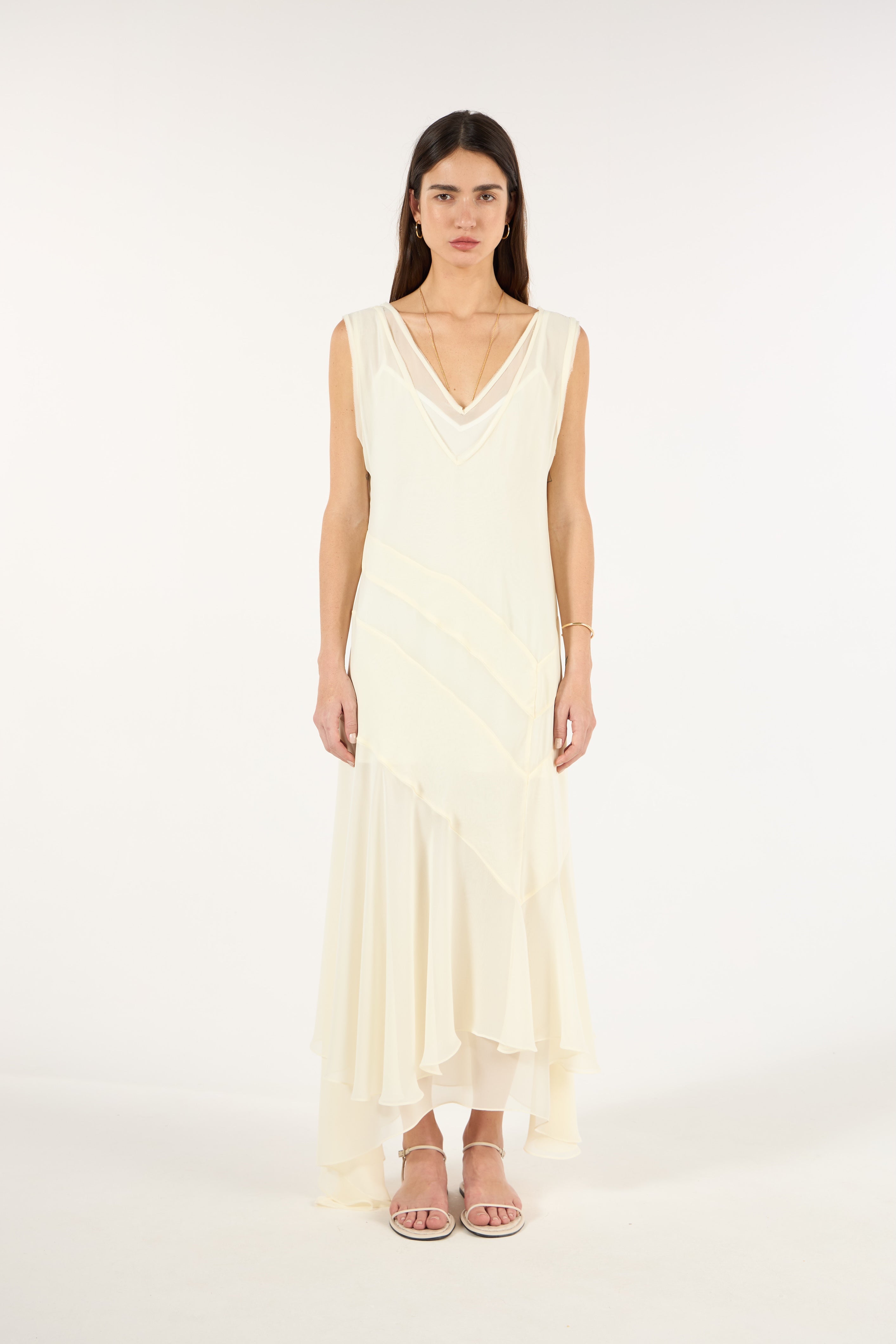 SK Off-white Layered Midi Dress