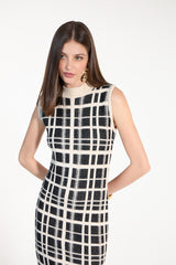 SK Black Checkered Midi Dress