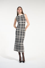 SK Black Checkered Midi Dress