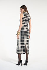 SK Black Checkered Midi Dress