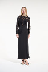SK Black Midi Dress With Lace Sleeves