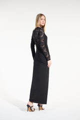 SK Black Midi Dress With Lace Sleeves