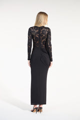 SK Black Midi Dress With Lace Sleeves