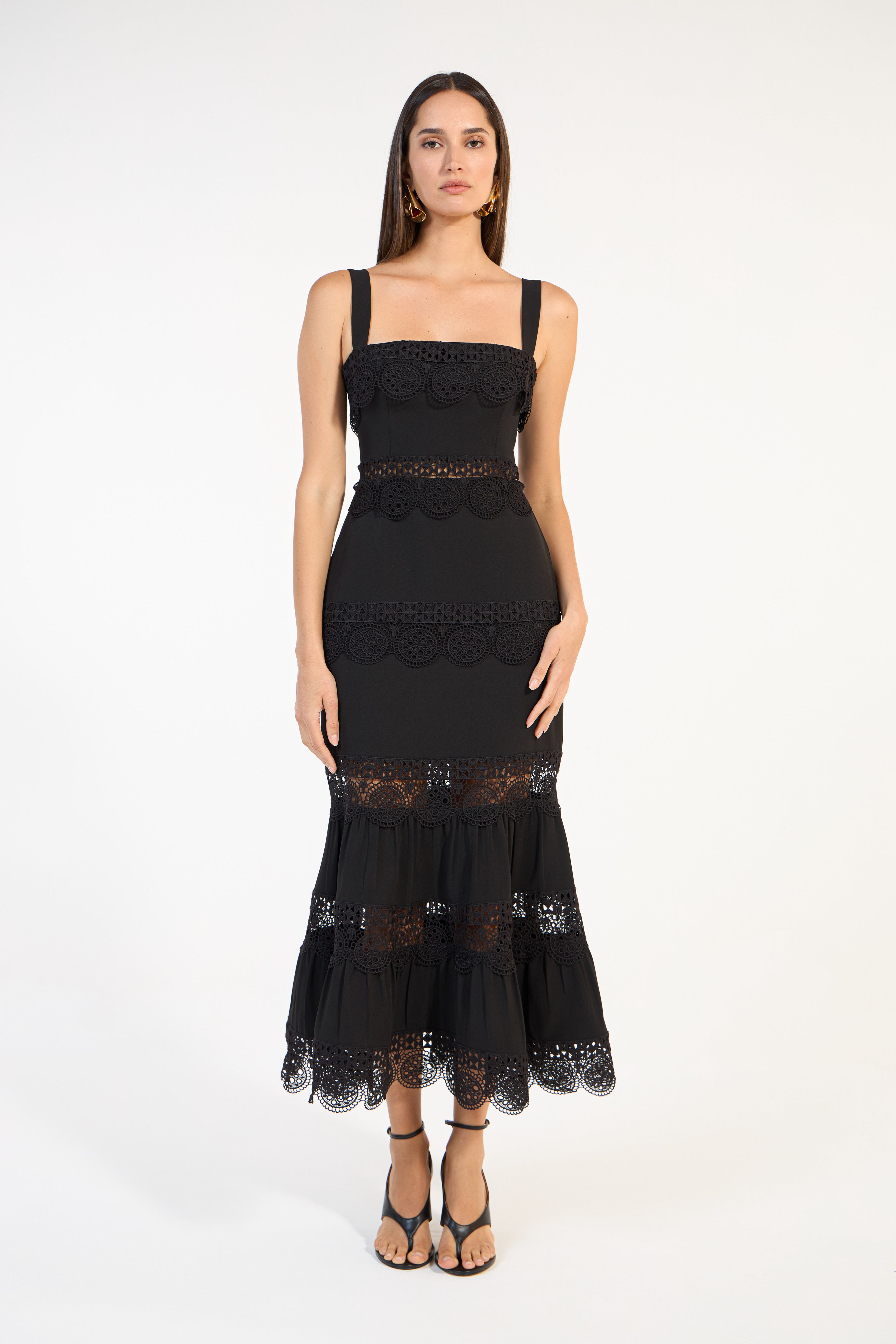 SK Black Midi Dress With Lace