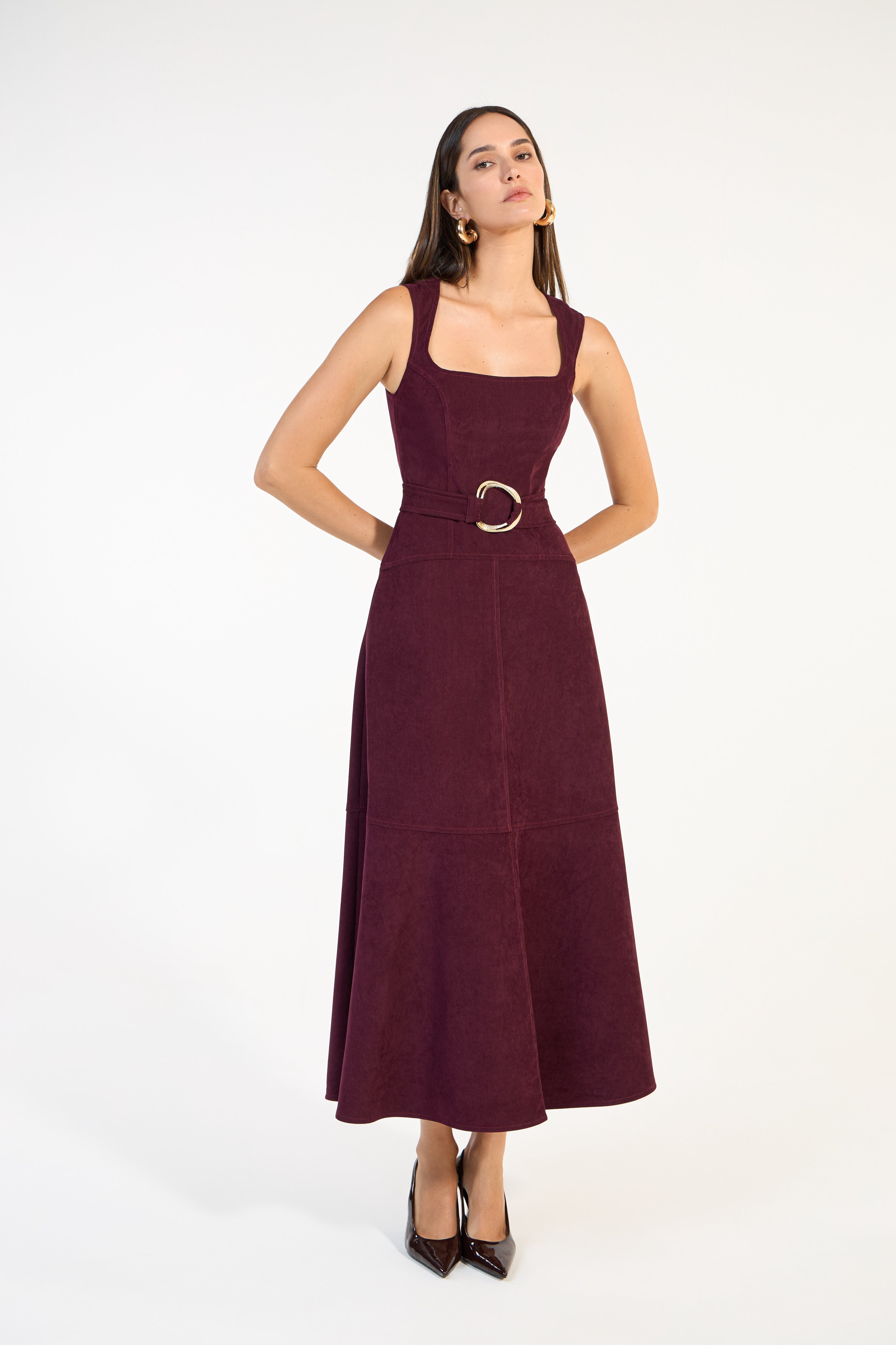 SK Burgundy Midi Dress