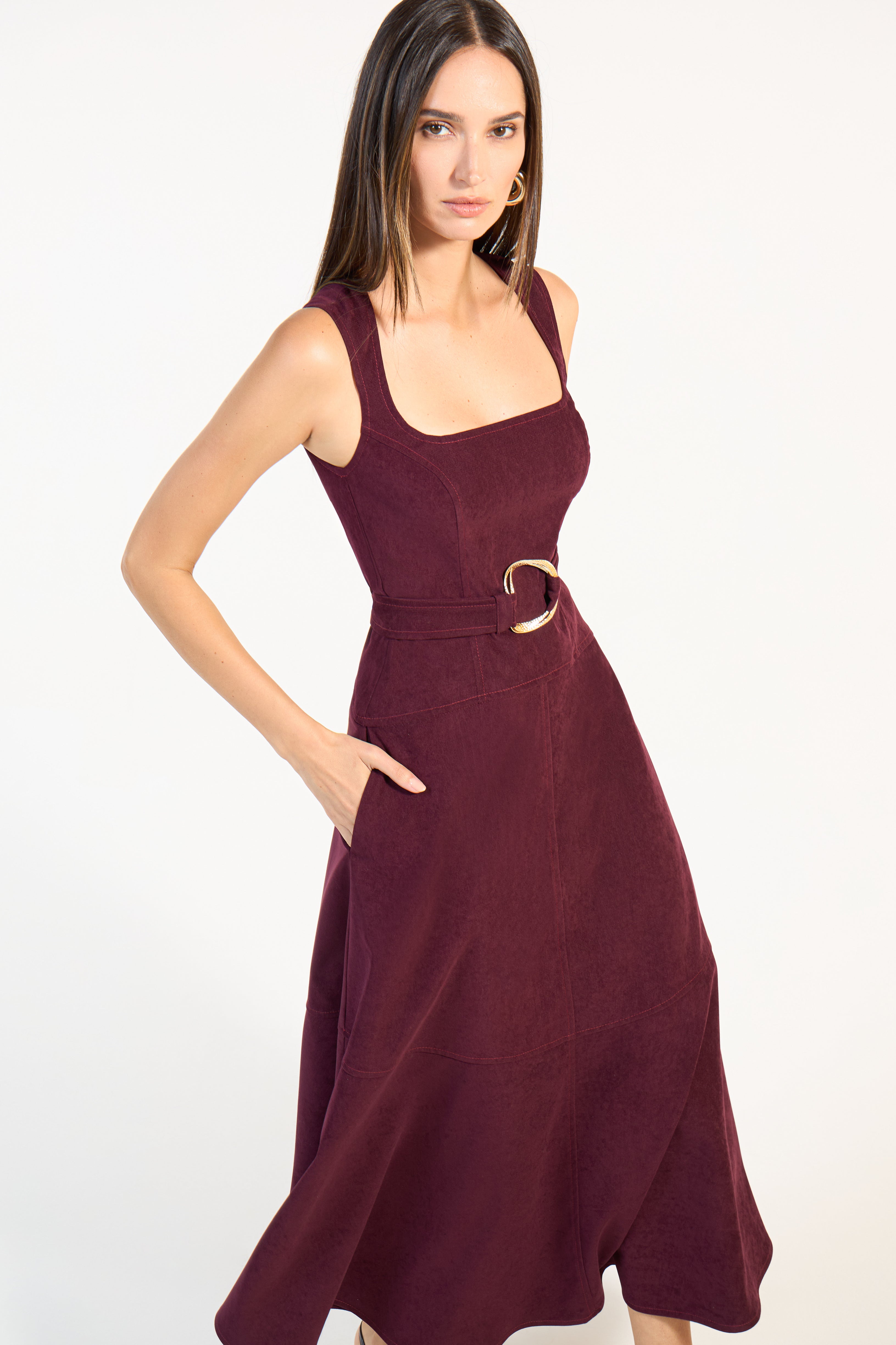 SK Burgundy Midi Dress