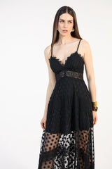 SK Black Polka Dot Midi Dress