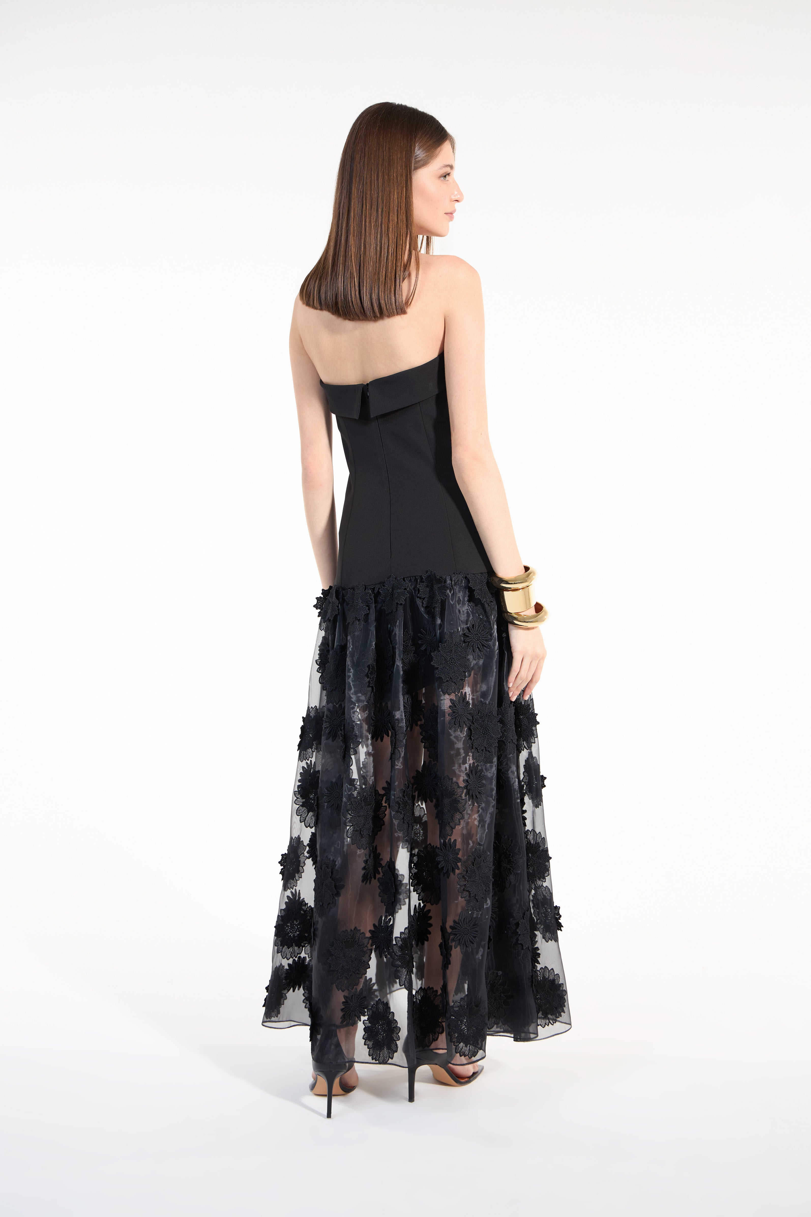 SK Black Strapless Midi Dress