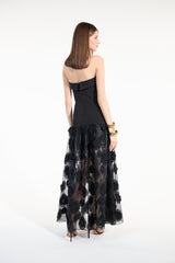 SK Black Strapless Midi Dress