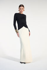 SK B&W Long Sleeve Long Dress