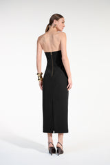 SK Black Strapless Midi Dress