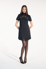 SK Black Short Laser Cut Dress