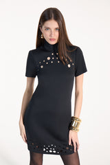 SK Black Short Laser Cut Dress