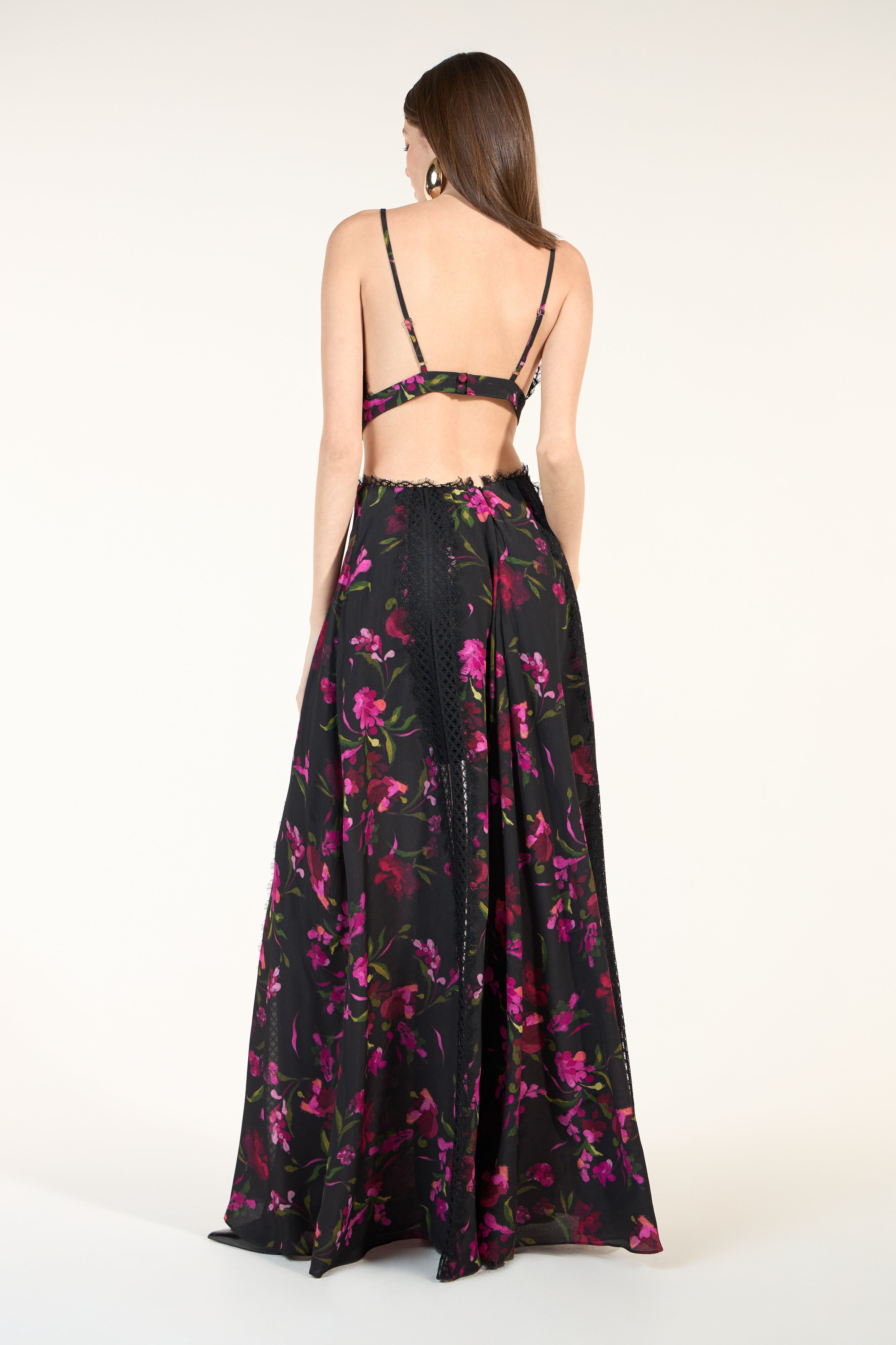 SK Black Floral Long Dress