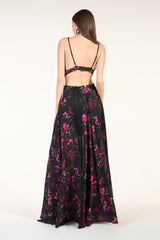 SK Black Floral Long Dress